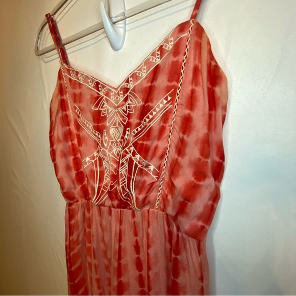 Flying Tomato Coral Tie Dye Women’s Boho Embroidered Maxi Dress SZ S - Picture 5 of 15